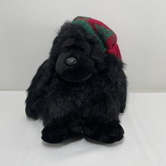 Mty Other - Mty Christmas Gorilla Plush 11” Monkey Ape Black Chubby Winter Beanie Hat Hairy